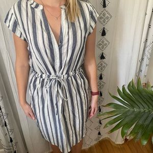 Blue striped smock dress